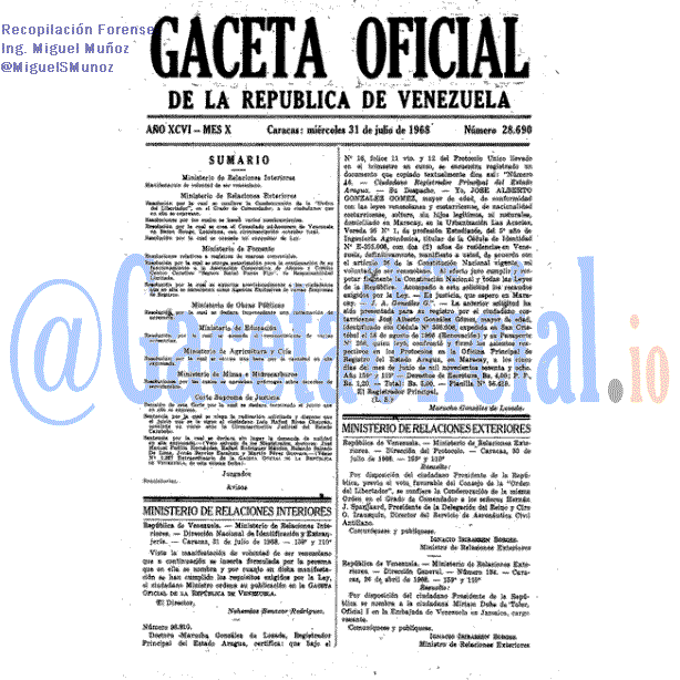 Gaceta Oficial 28690 del 31 Julio 1968