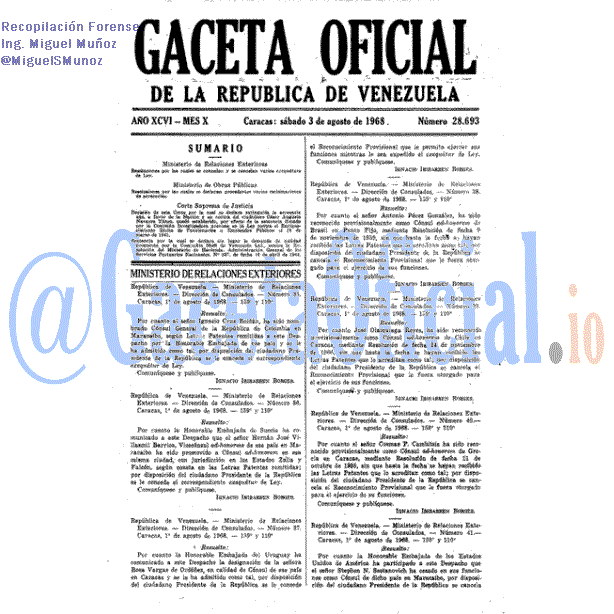 Gaceta Oficial 28693 del 3 Agosto 1968