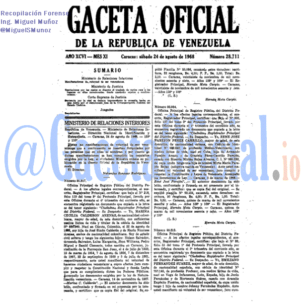 Gaceta Oficial 28711 del 24 Agosto 1968