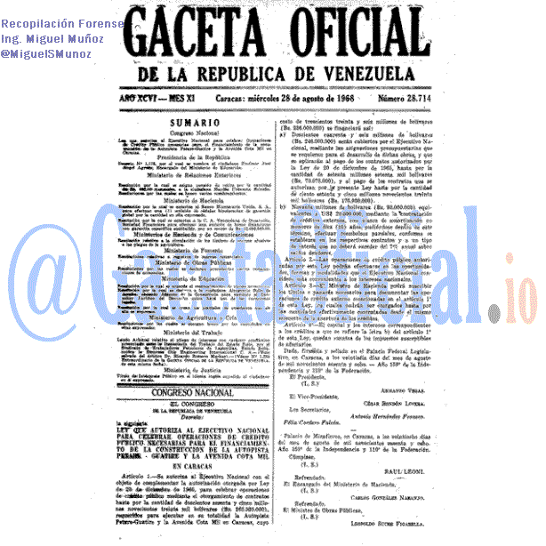 Gaceta Oficial 28714 del 28 Agosto 1968