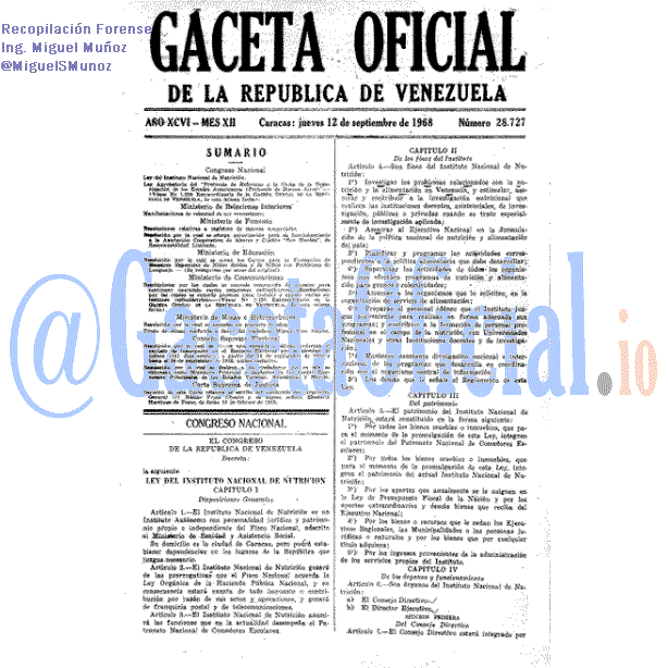 Gaceta Oficial 28727 del 12 Septiembre 1968