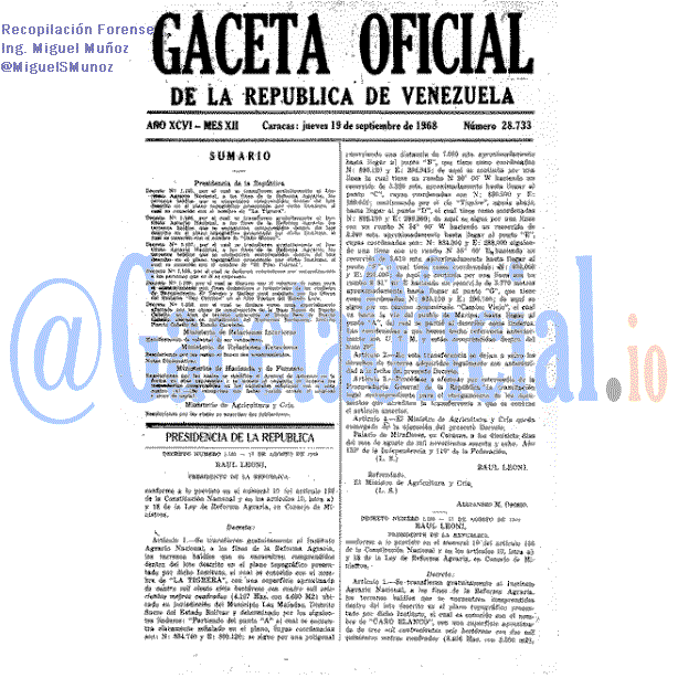 Gaceta Oficial 28733 del 19 Septiembre 1968