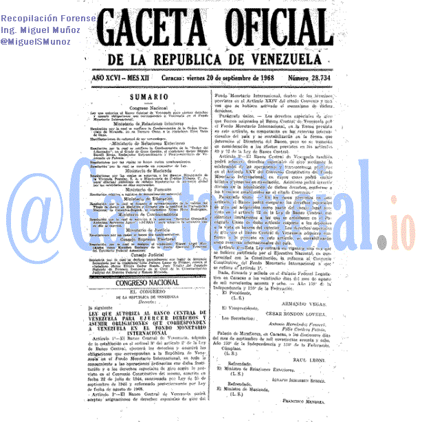 Gaceta Oficial 28734 del 20 Septiembre 1968