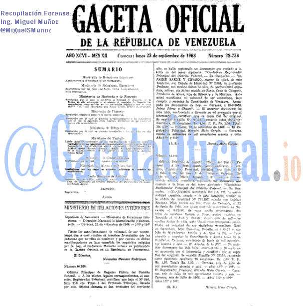 Gaceta Oficial 28736 del 23 Septiembre 1968