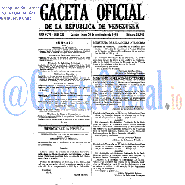Gaceta Oficial 28742 del 30 Septiembre 1968