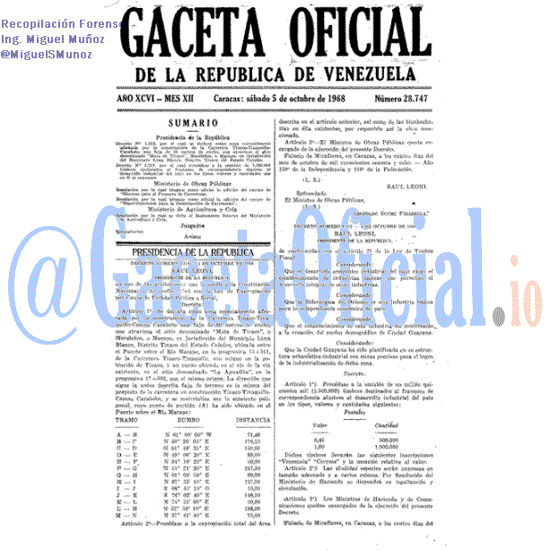 Gaceta Oficial 28747 del 5 Octubre 1968