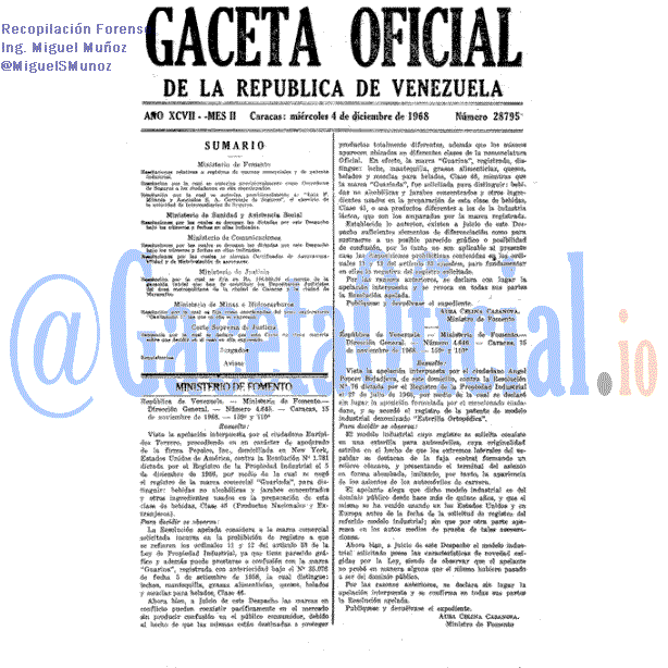 Gaceta Oficial 28795 del 4 Diciembre 1968