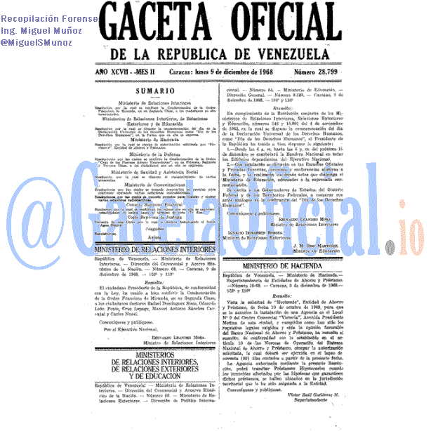 Gaceta Oficial 28799 del 9 Diciembre 1968