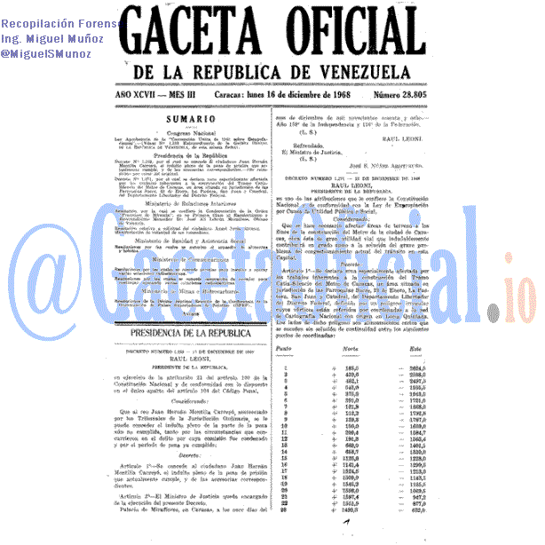 Gaceta Oficial 28805 del 16 Diciembre 1968