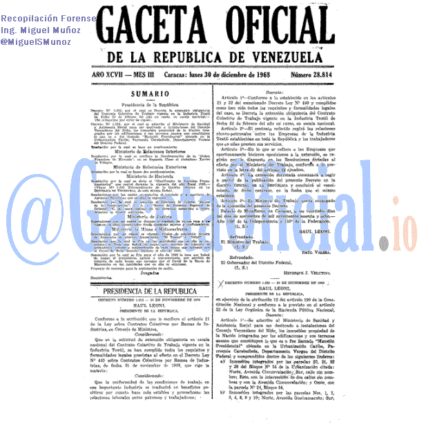 Gaceta Oficial 28814 del 30 Diciembre 1968