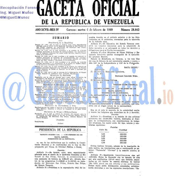 Gaceta Oficial 28843 del 4 Febrero 1969