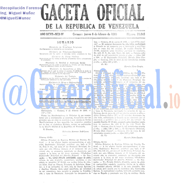 Gaceta Oficial 28845 del 6 Febrero 1969