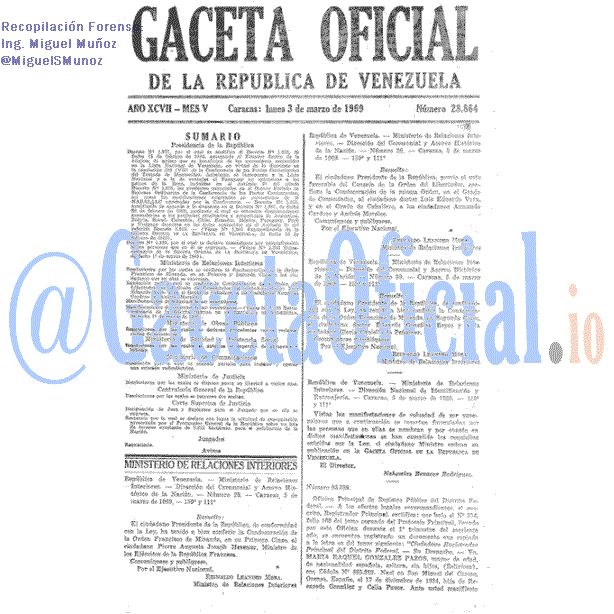 Gaceta Oficial 28864 del 3 Marzo 1969