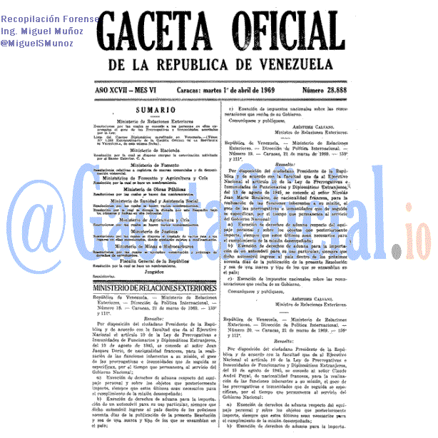 Gaceta Oficial 28888 del 1 Abril 1969