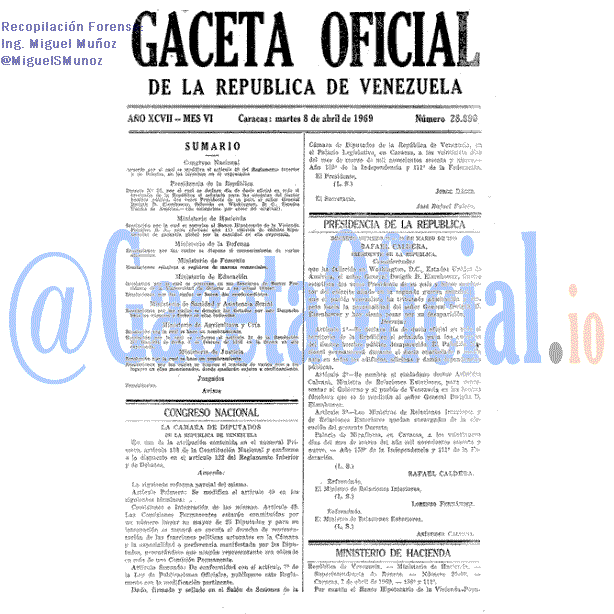 Gaceta Oficial 28890 del 8 Abril 1969
