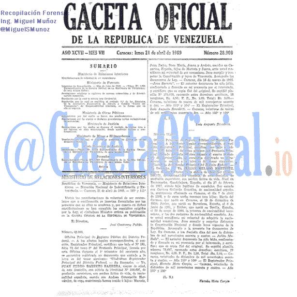 Gaceta Oficial 28900 del 21 Abril 1969