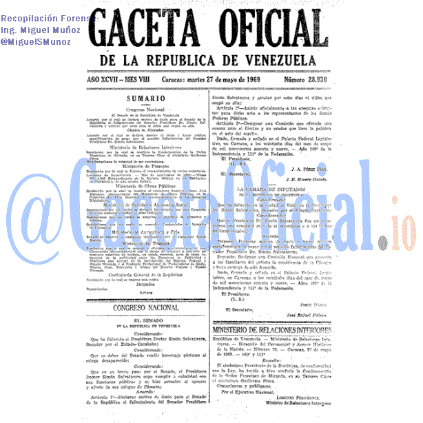 Gaceta Oficial 28930 del 27 Mayo 1969