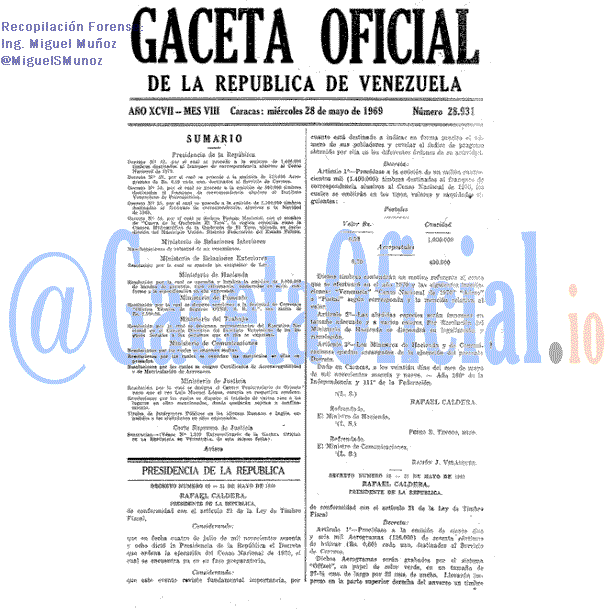 Gaceta Oficial 28931 del 28 Mayo 1969