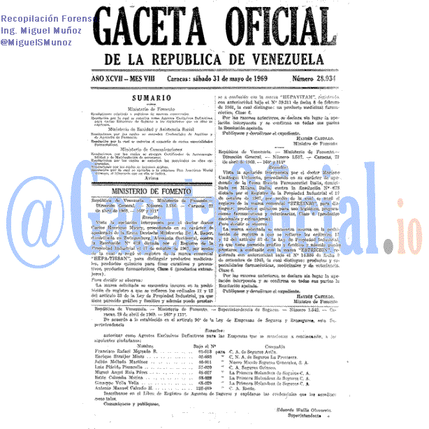 Gaceta Oficial 28934 del 31 Mayo 1969