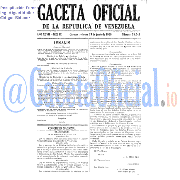 Gaceta Oficial 28945 del 13 Junio 1969