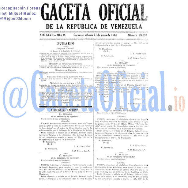 Gaceta Oficial 28952 del 21 Junio 1969