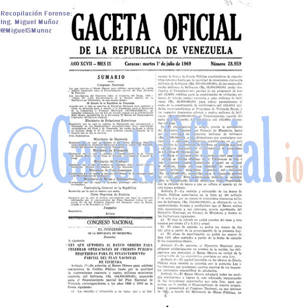 Gaceta Oficial 28959 del 1 Julio 1969