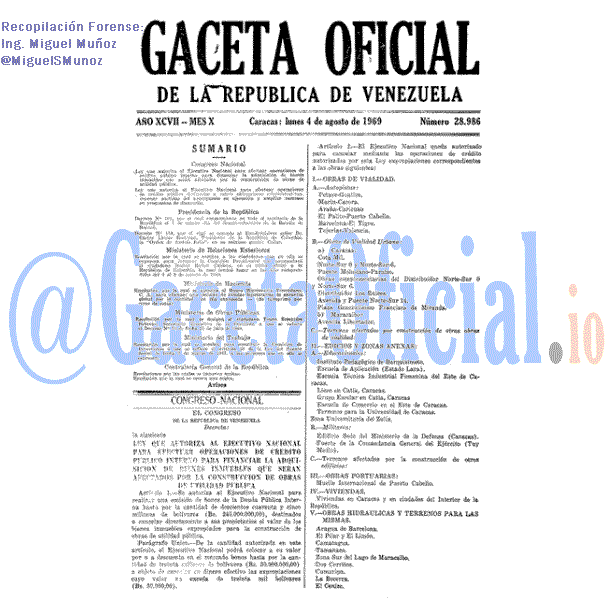 Gaceta Oficial 28986 del 4 Agosto 1969