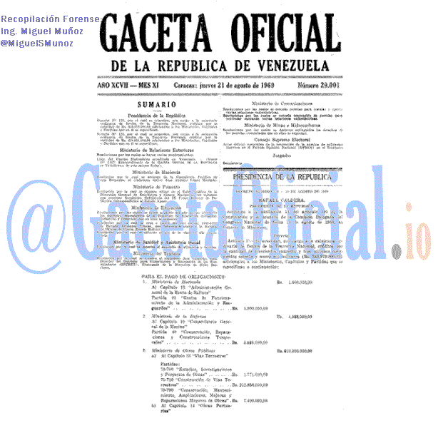 Gaceta Oficial 29001 del 21 Agosto 1969