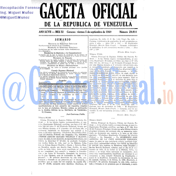 Gaceta Oficial 29014 del 5 Septiembre 1969