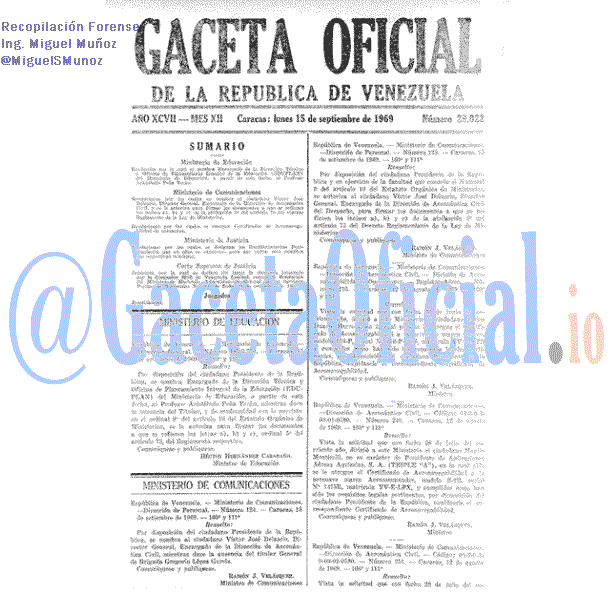 Gaceta Oficial 29022 del 15 Septiembre 1969