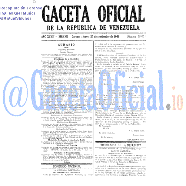 Gaceta Oficial 29031 del 25 Septiembre 1969