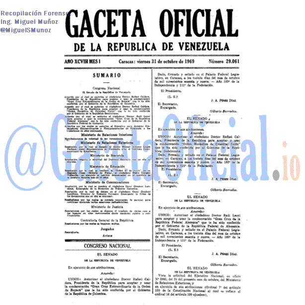 Gaceta Oficial 29061 del 31 Octubre 1969