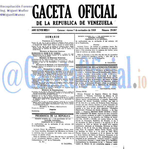 Gaceta Oficial 29067 del 7 Noviembre 1969