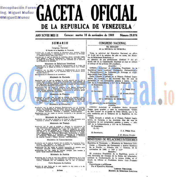 Gaceta Oficial 29076 del 18 Noviembre 1969
