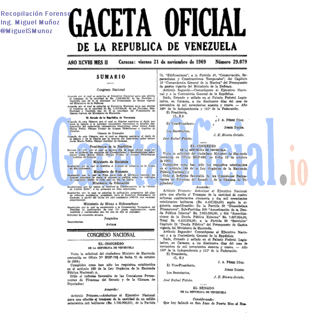 Gaceta Oficial 29079 del 21 Noviembre 1969