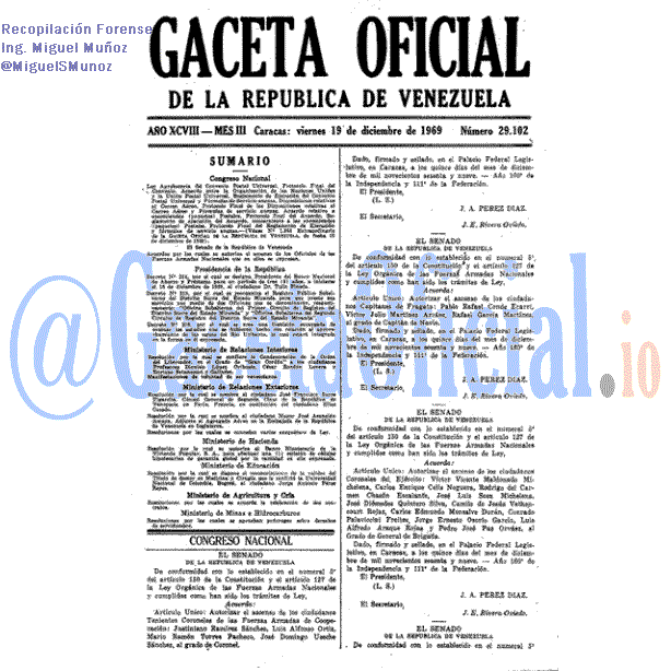 Gaceta Oficial 29102 del 19 Diciembre 1969