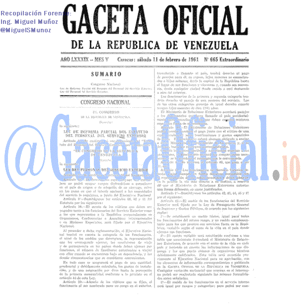 Gaceta Oficial 665 del 11 Febrero 1961