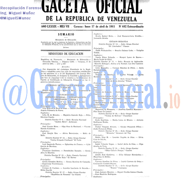 Gaceta Oficial 682 del 17 Abril 1961