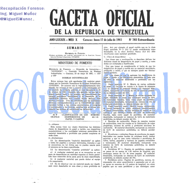Gaceta Oficial 703 del 17 Julio 1961