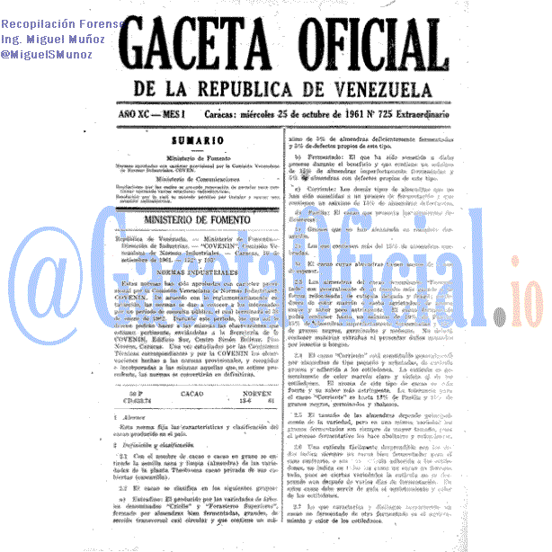 Gaceta Oficial 725 del 25 Octubre 1961