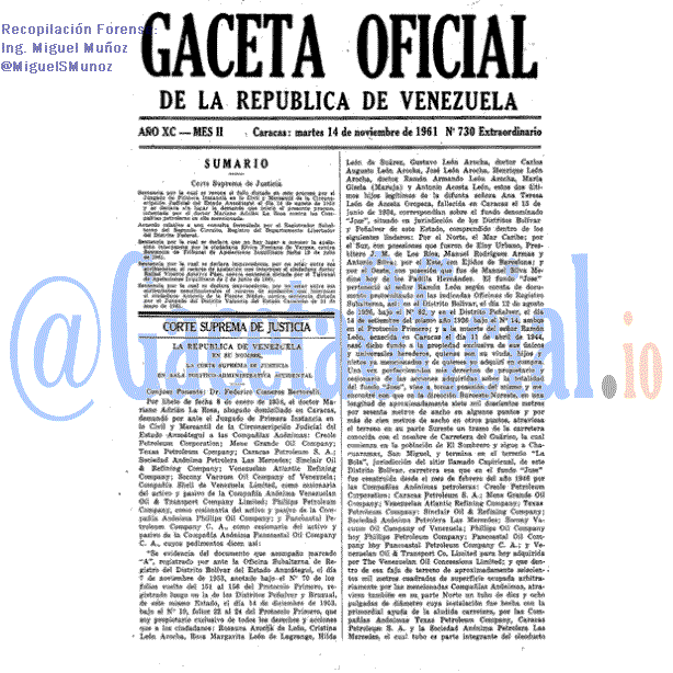 Gaceta Oficial 730 del 14 Noviembre 1961