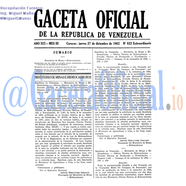 Gaceta Oficial 822 del 27 Diciembre 1962
