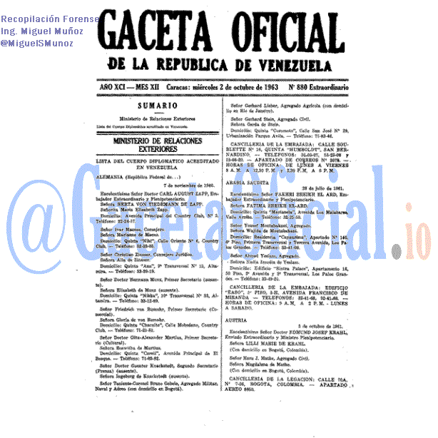 Gaceta Oficial 880 del 2 Octubre 1963