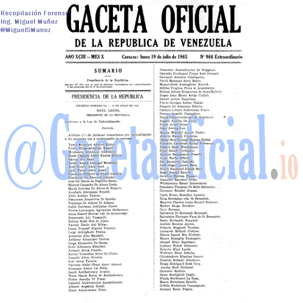 Gaceta Oficial 966 del 19 Julio 1965