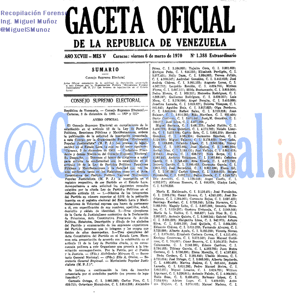 Gaceta Oficial 1388 del 6 Marzo 1970