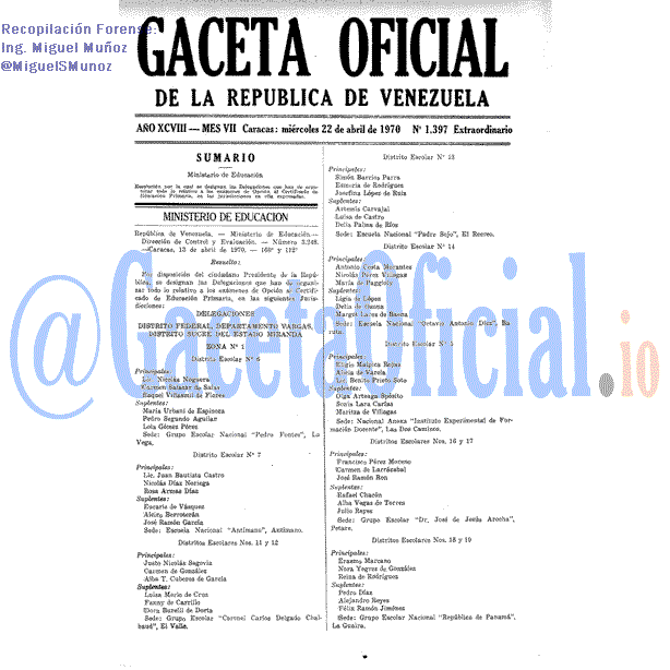 Gaceta Oficial 1397 del 22 Abril 1970