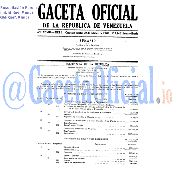Gaceta Oficial 1440 del 20 Octubre 1970