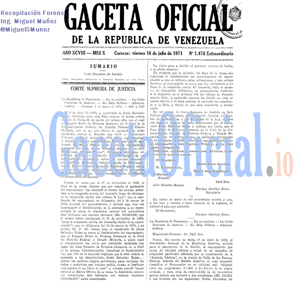 Gaceta Oficial 1478 del 16 Julio 1971