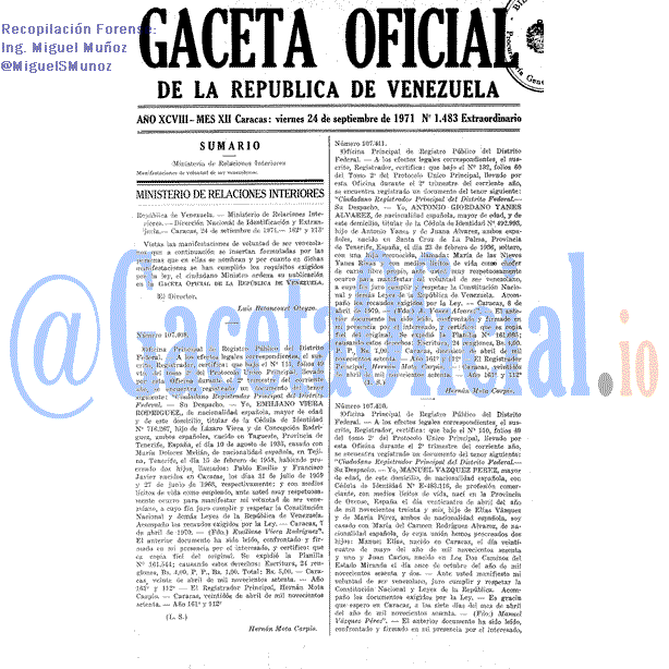 Gaceta Oficial 1483 del 24 Septiembre 1971
