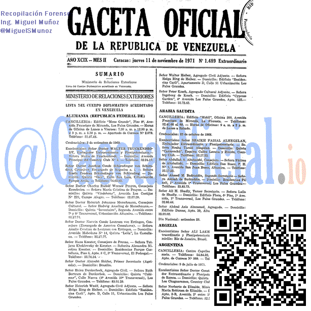 Gaceta Oficial 1489 del 11 Noviembre 1971